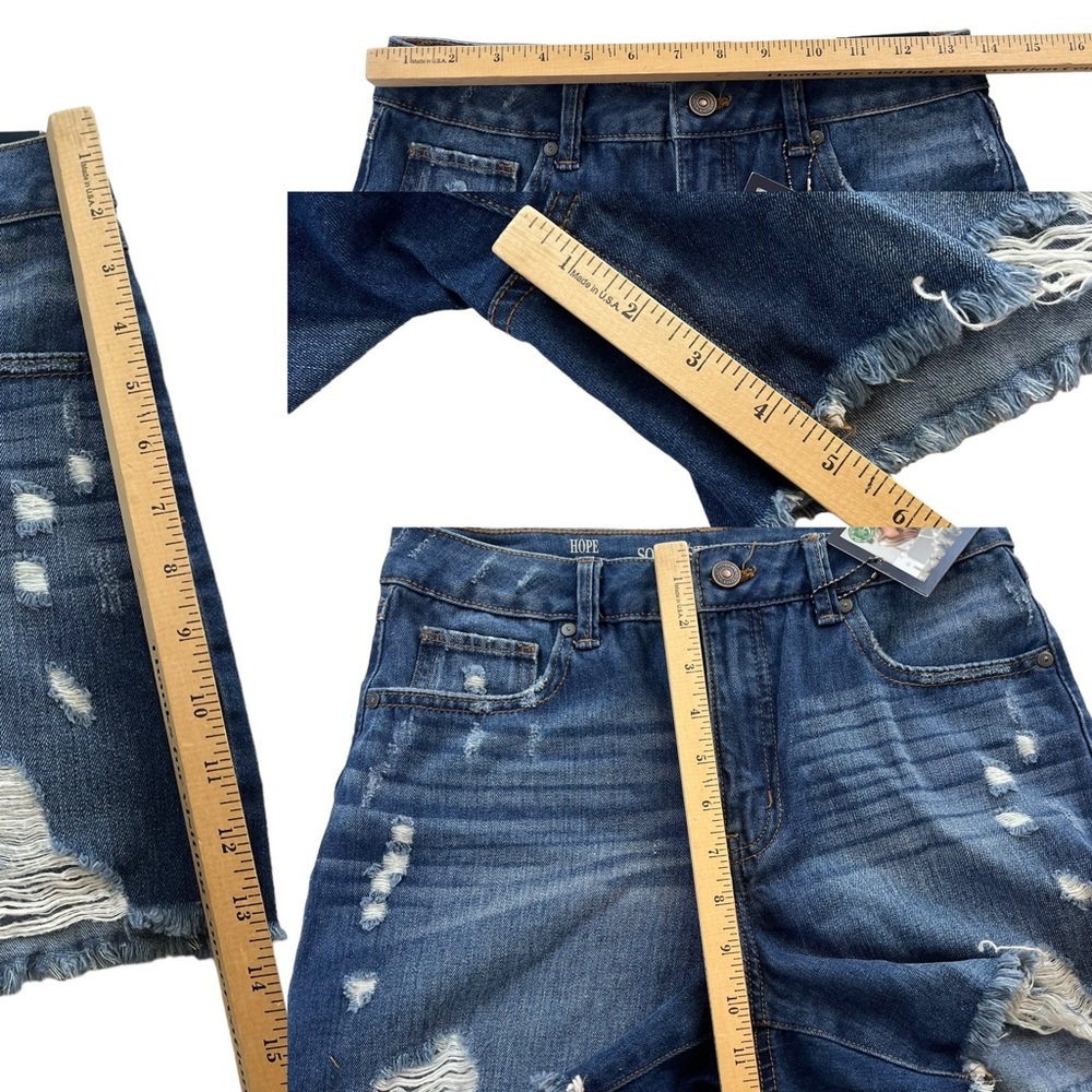 Sound Style Womens 4 26 Med Wash Denim Hope High Rise Vintage Reunion Jean Short - Picture 4 of 14